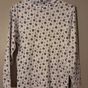 Floral Print Turtleneck Sweater - Navy & White